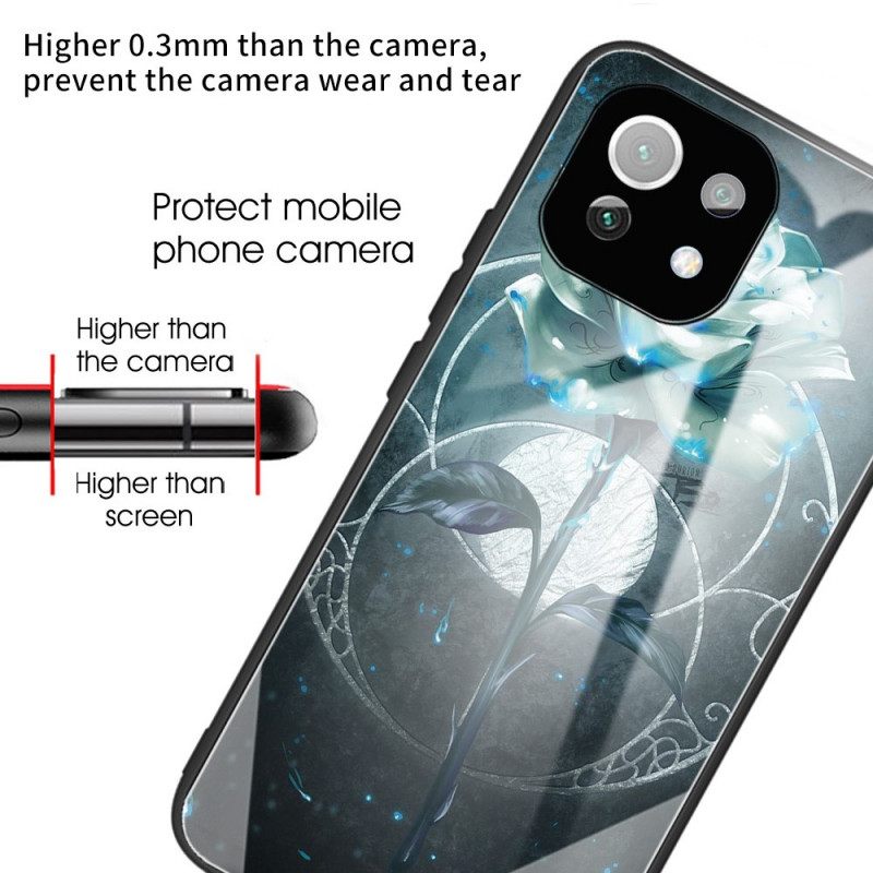Case Xiaomi Mi 11 Lite 5G NE / Mi 11 Lite 4G / 5G Green Rose Karkaistu Lasi