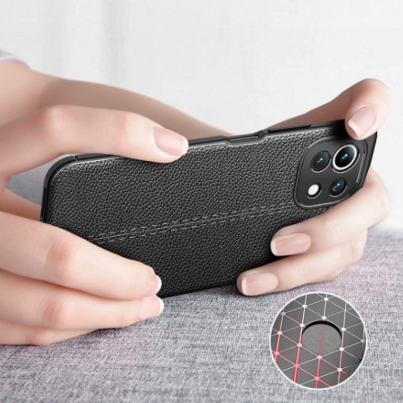 Case Xiaomi Mi 11 Lite 5G NE / Mi 11 Lite 4G / 5G Nahkaefekti Litsi Kaksinkertainen Linja