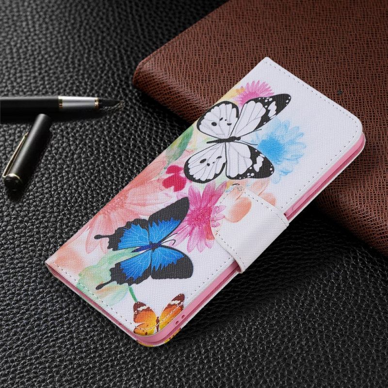 Flip Case Xiaomi Mi 11 Lite 5G NE / Mi 11 Lite 4G / 5G Maalatut Perhoset Ja Kukat