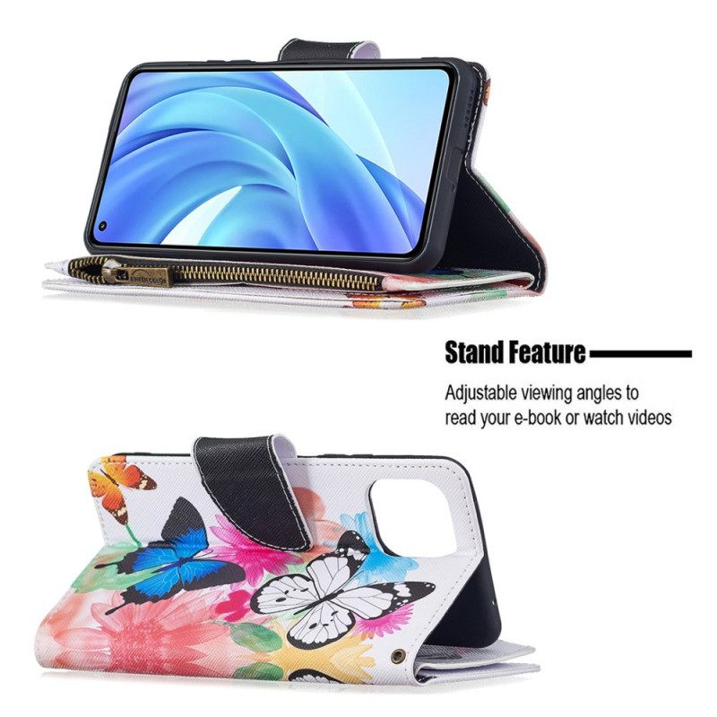 Kotelot Xiaomi Mi 11 Lite 5G NE / Mi 11 Lite 4G / 5G Butterflies Vetoketjullinen Tasku