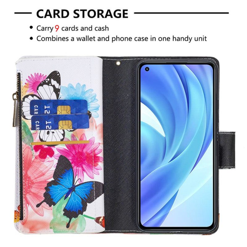 Kotelot Xiaomi Mi 11 Lite 5G NE / Mi 11 Lite 4G / 5G Butterflies Vetoketjullinen Tasku