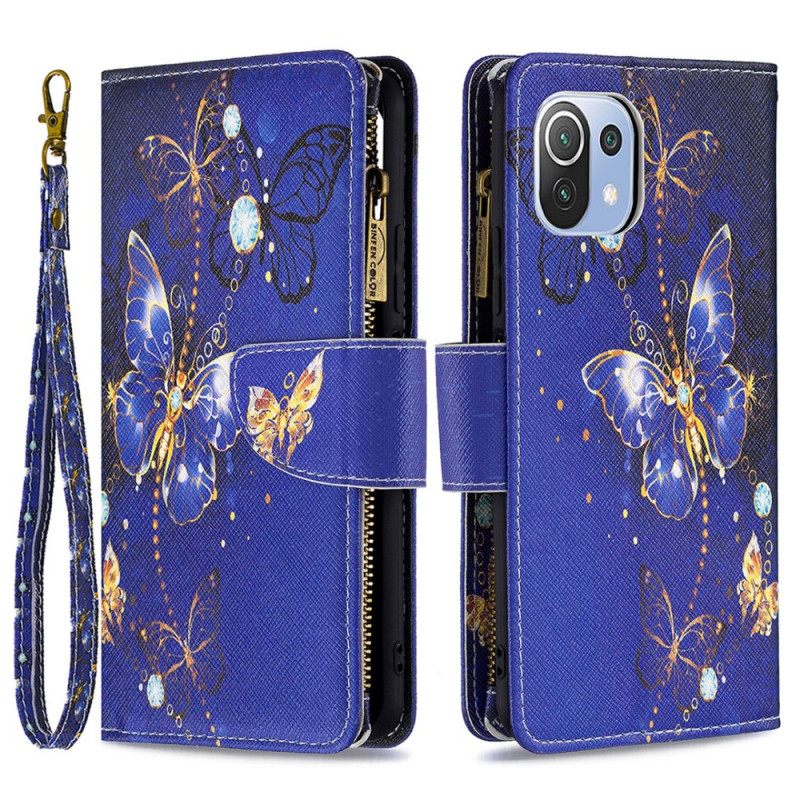 Kotelot Xiaomi Mi 11 Lite 5G NE / Mi 11 Lite 4G / 5G Butterflies Vetoketjullinen Tasku