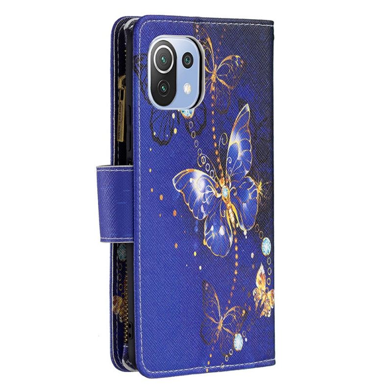 Kotelot Xiaomi Mi 11 Lite 5G NE / Mi 11 Lite 4G / 5G Butterflies Vetoketjullinen Tasku