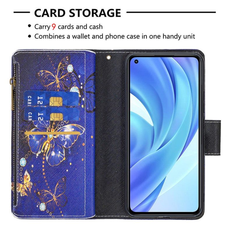 Kotelot Xiaomi Mi 11 Lite 5G NE / Mi 11 Lite 4G / 5G Butterflies Vetoketjullinen Tasku