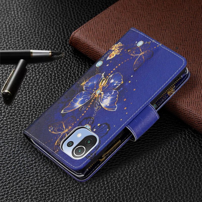 Kotelot Xiaomi Mi 11 Lite 5G NE / Mi 11 Lite 4G / 5G Butterflies Vetoketjullinen Tasku