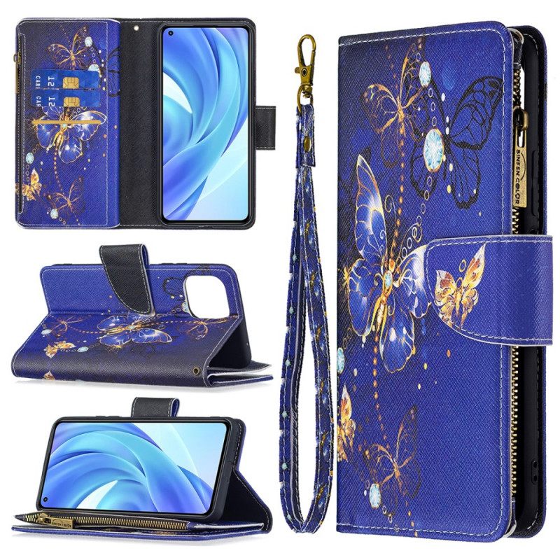 Kotelot Xiaomi Mi 11 Lite 5G NE / Mi 11 Lite 4G / 5G Butterflies Vetoketjullinen Tasku
