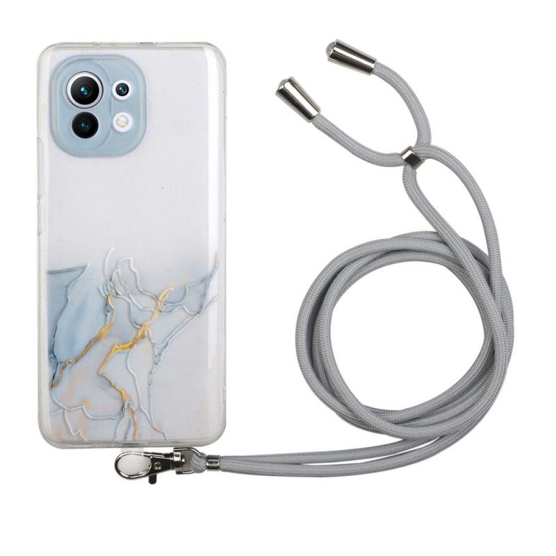 Kuori Xiaomi Mi 11 Lite 5G NE / Mi 11 Lite 4G / 5G Kiristysnyörillä Marble Cordille