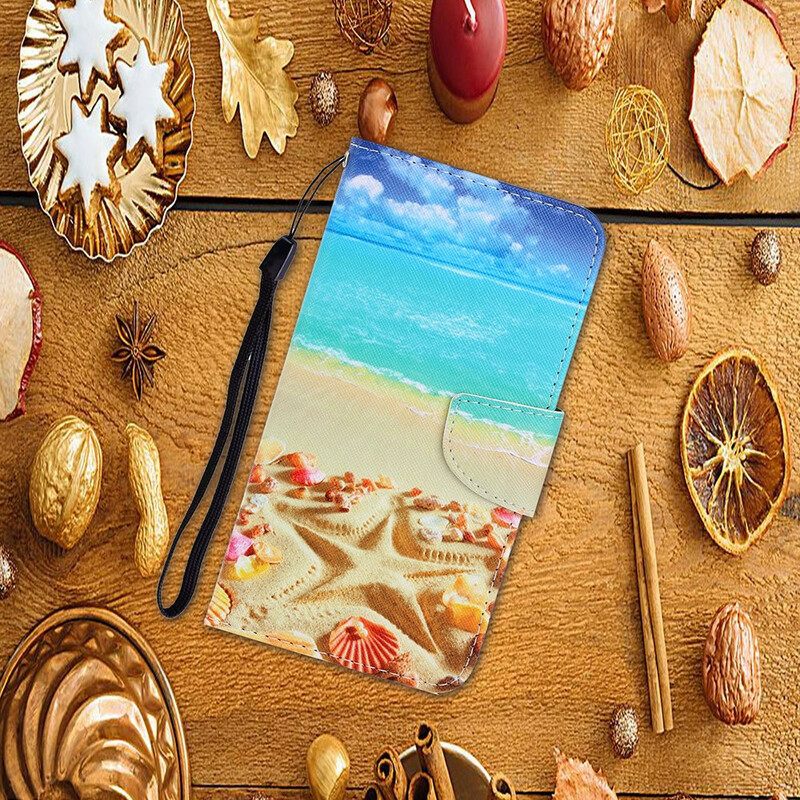 Flip Case Xiaomi Redmi 8A Suojaketju Kuori Beach Lanyardissa