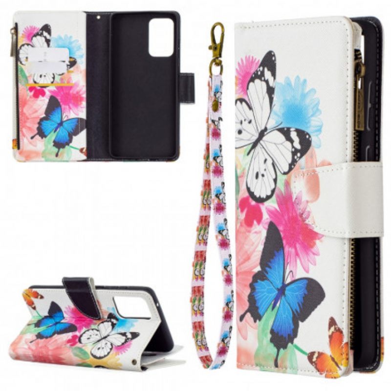 Flip Case Samsung Galaxy A72 4G / 5G Butterflies Vetoketjullinen Tasku