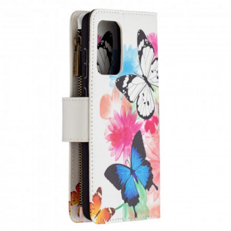Flip Case Samsung Galaxy A72 4G / 5G Butterflies Vetoketjullinen Tasku