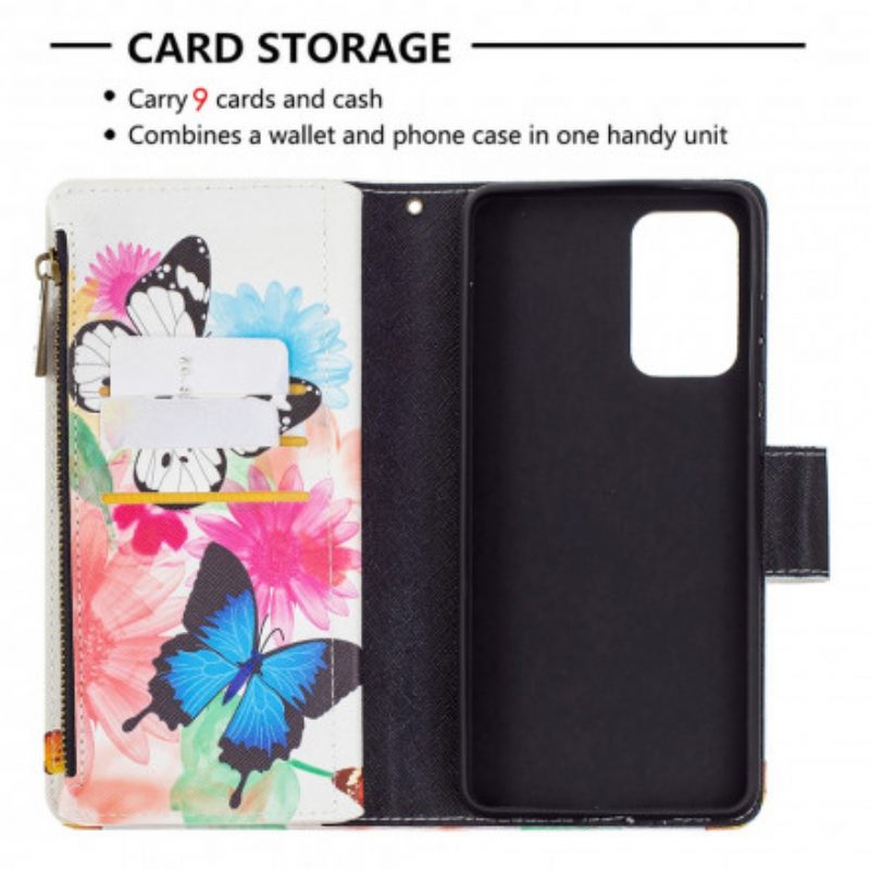 Flip Case Samsung Galaxy A72 4G / 5G Butterflies Vetoketjullinen Tasku