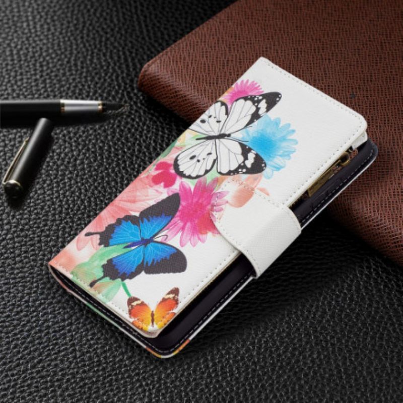 Flip Case Samsung Galaxy A72 4G / 5G Butterflies Vetoketjullinen Tasku