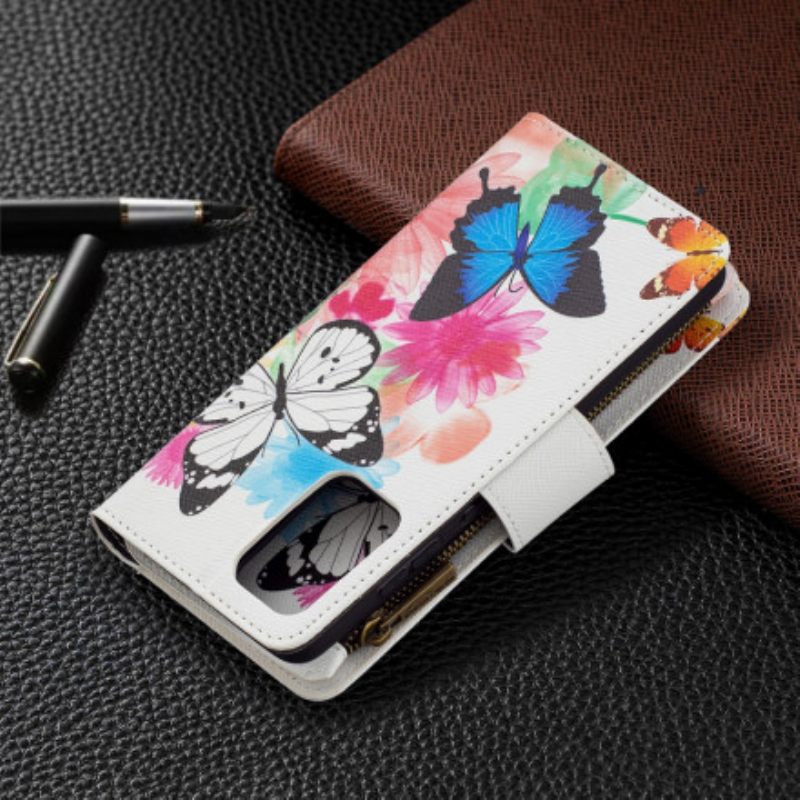 Flip Case Samsung Galaxy A72 4G / 5G Butterflies Vetoketjullinen Tasku