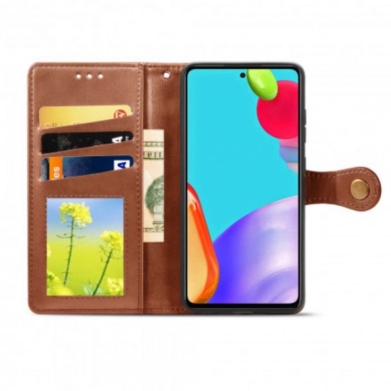 Kotelot Samsung Galaxy A72 4G / 5G Keinonahka Ja Vintage-lukko