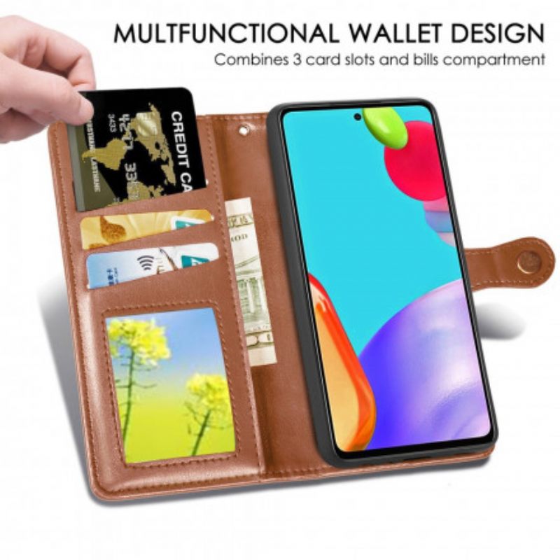 Kotelot Samsung Galaxy A72 4G / 5G Keinonahka Ja Vintage-lukko