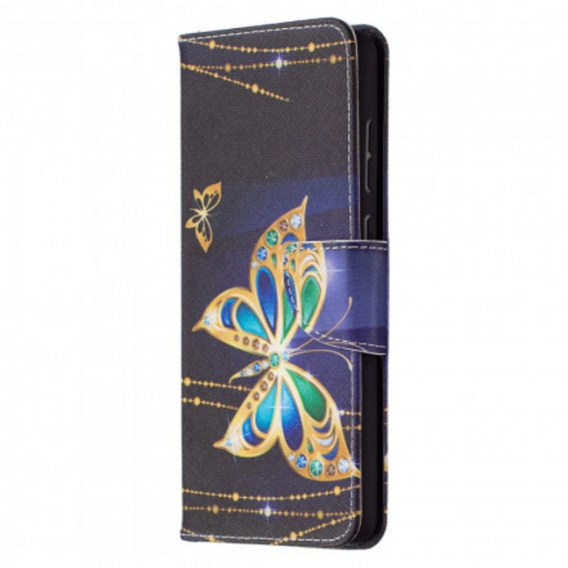 Nahkakotelo Samsung Galaxy A72 4G / 5G Golden Butterflies