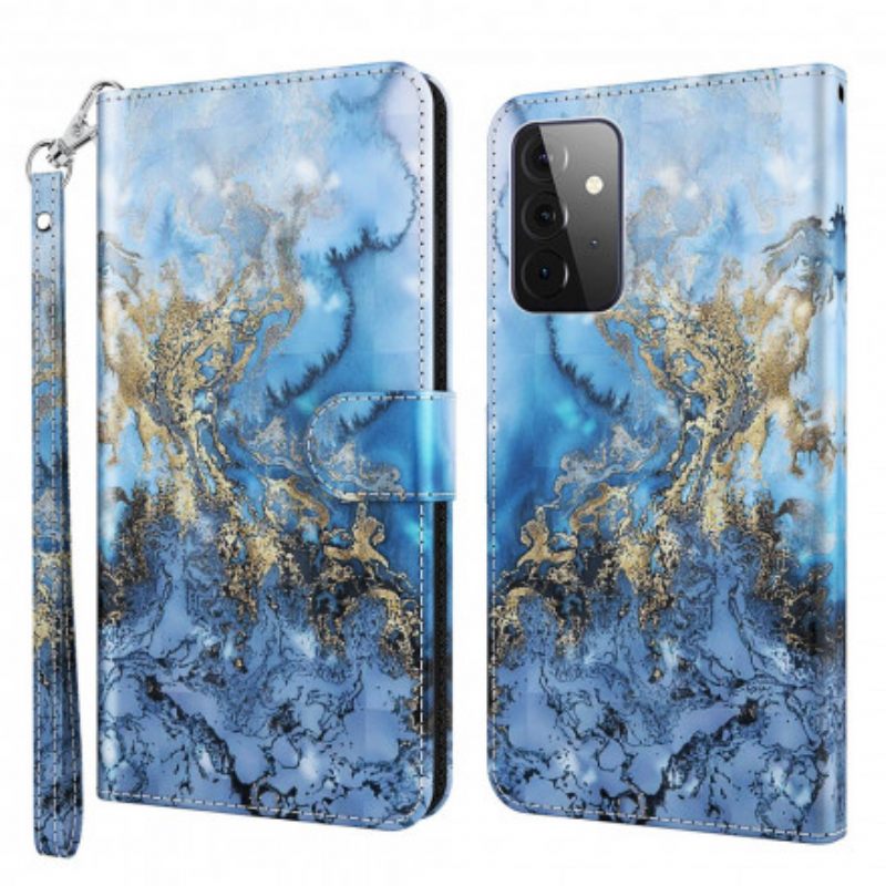 Nahkakotelo Samsung Galaxy A72 4G / 5G Marble Design Kaulanauhalla