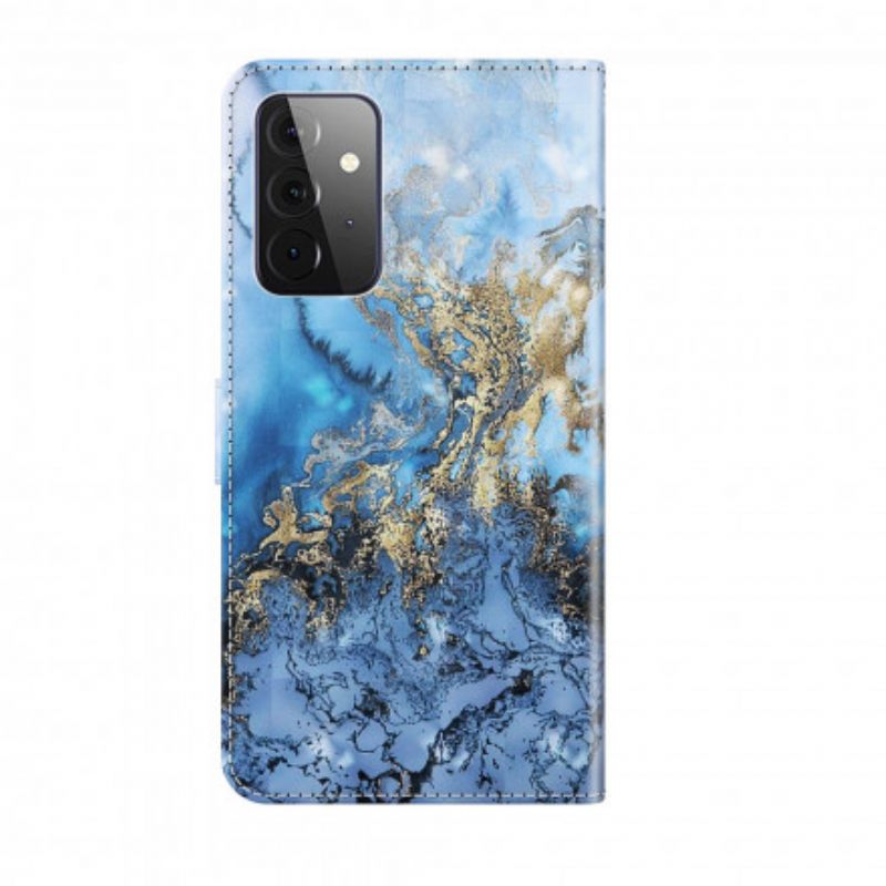 Nahkakotelo Samsung Galaxy A72 4G / 5G Marble Design Kaulanauhalla