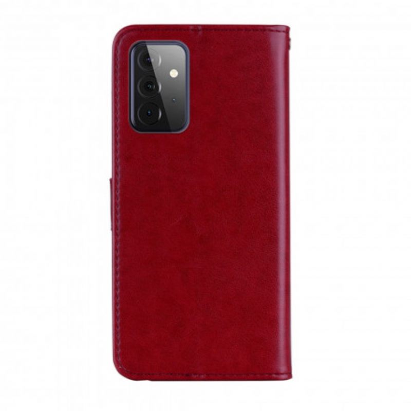Nahkakotelo Samsung Galaxy A72 4G / 5G Pöllömandala Ja Charm