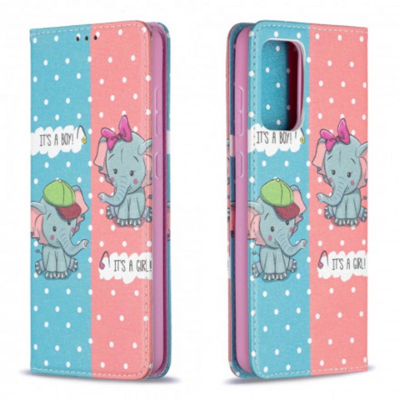 Puhelinkuoret Samsung Galaxy A72 4G / 5G Kotelot Flip Baby Elephants