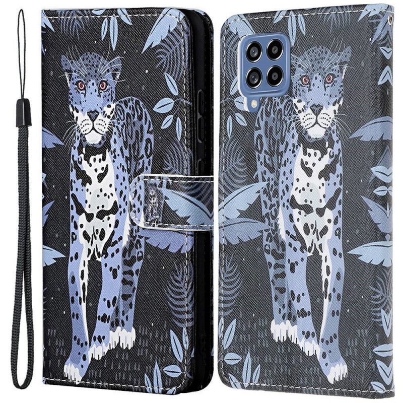 Kotelot Samsung Galaxy M53 5G Suojaketju Kuori Leopard Lanyardissa
