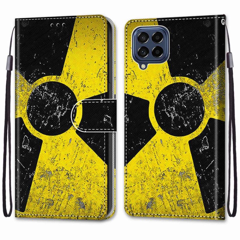 Nahkakotelo Samsung Galaxy M53 5G Keltainen Ja Musta