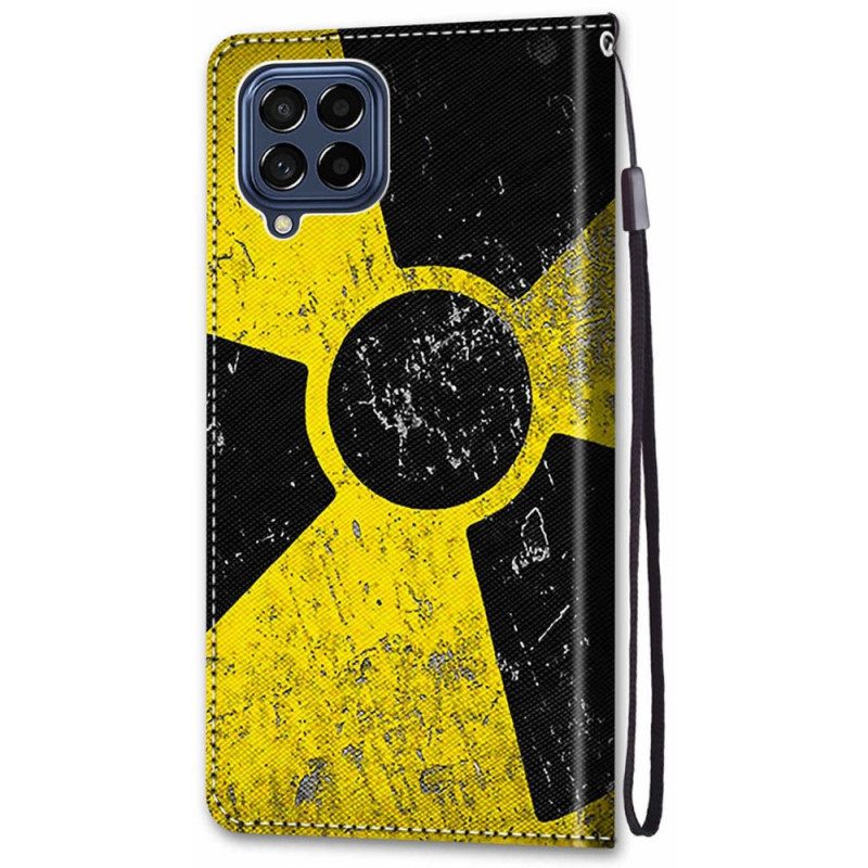 Nahkakotelo Samsung Galaxy M53 5G Keltainen Ja Musta
