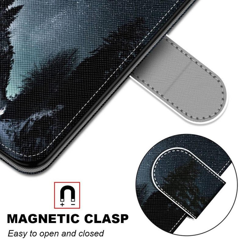 Nahkakotelo Samsung Galaxy M53 5G Suojaketju Kuori Lanyard Maisema