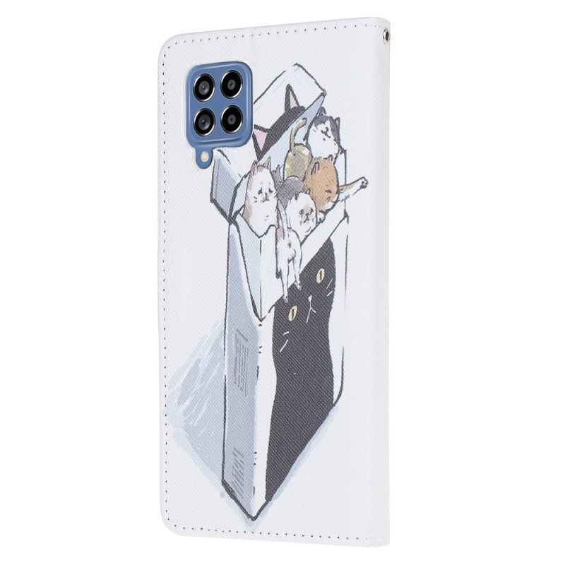 Nahkakotelo Samsung Galaxy M53 5G Suojaketju Kuori Thong Cats