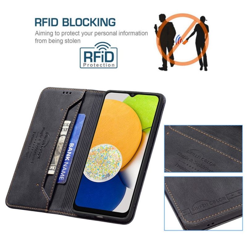 Puhelinkuoret Samsung Galaxy M53 5G Kotelot Flip Binfen Color Rfid-nahkaefekti