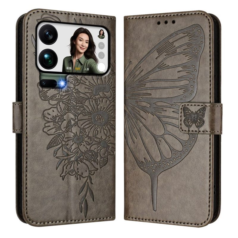 Kotelot Xiaomi 17 Pro Max Perhoskuvio Ja Kaulanauha