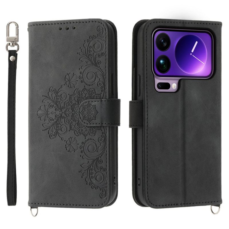 Nahkakotelo Xiaomi 17 Pro Max Pitsi Hihnalla Ja Olkahihnalla