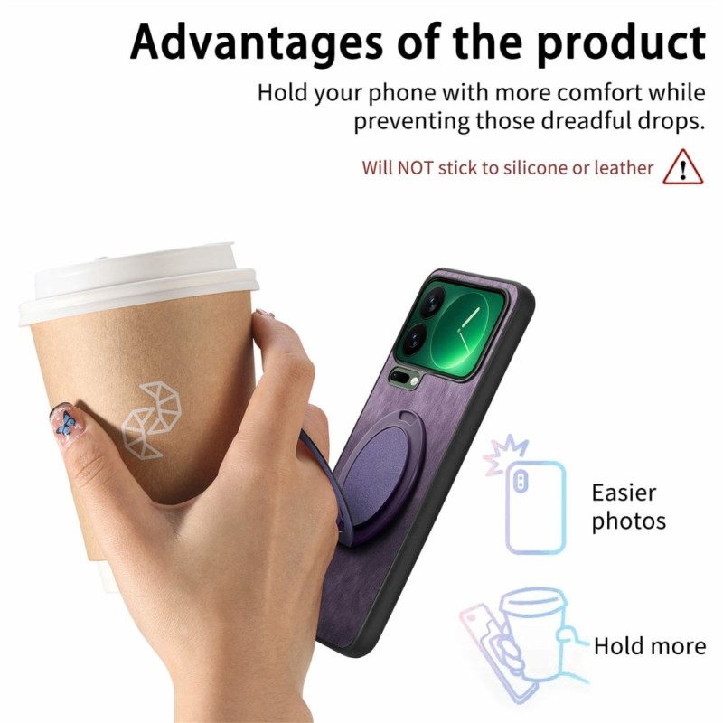 Puhelinkuoret Xiaomi 17 Pro Max Pyörivä Jalusta Ja Retrokuvioinen Nahkakuvio