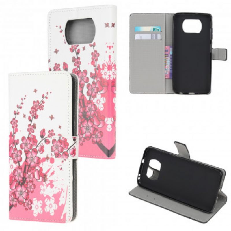 Nahkakotelo Poco X3 / X3 Pro / X3 NFC Trooppiset Kukat
