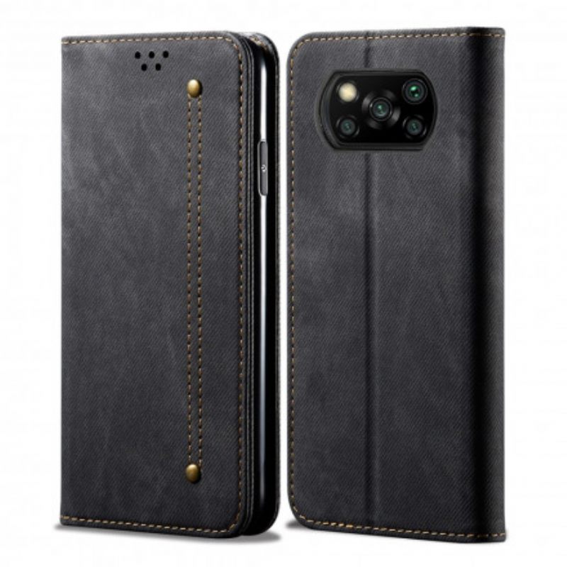 Puhelinkuoret Poco X3 / X3 Pro / X3 NFC Kotelot Flip Faux Leather Jeans Texture