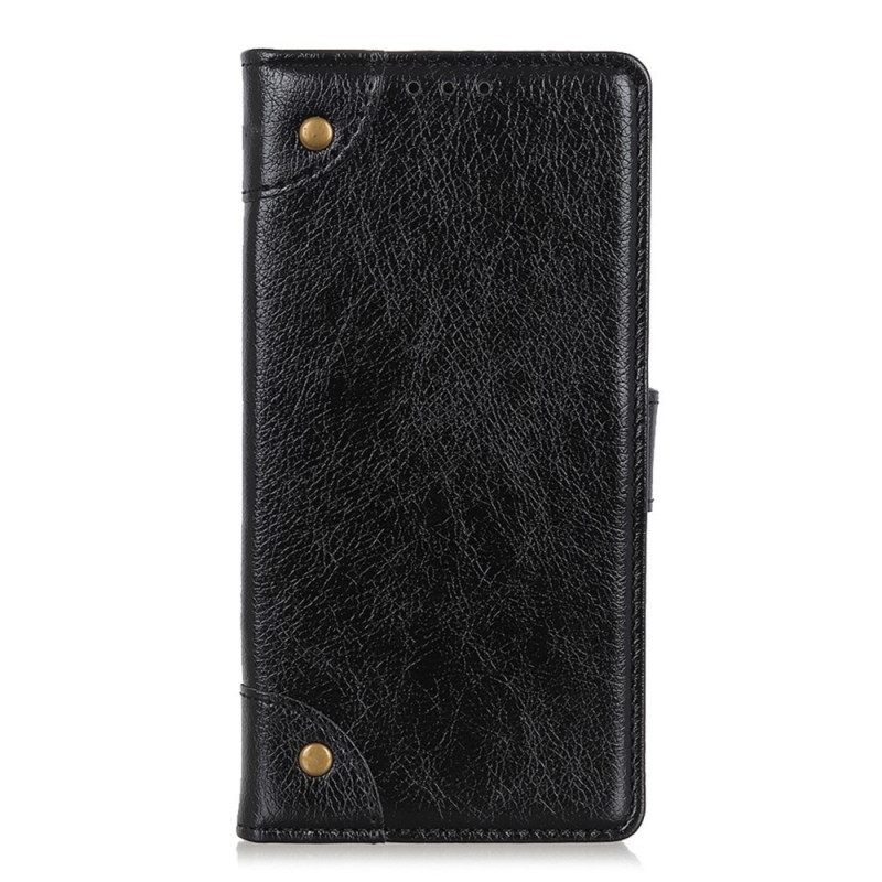 Kotelot Poco F4 GT Style Nappan Nahkaiset Vintage-niitit