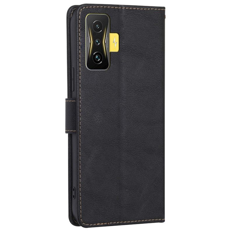 Kotelot Poco F4 GT Style Vintage Leather Rfid