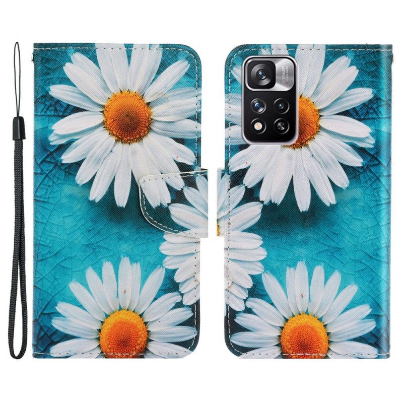 Flip Case Xiaomi Redmi Note 11 Pro Plus 5G Suojaketju Kuori Thong Daisies