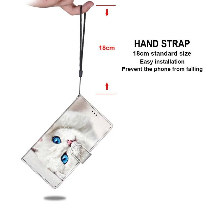 Flip Case Xiaomi Redmi Note 11 Pro Plus 5G Suojaketju Kuori Valkoinen Stringikissa