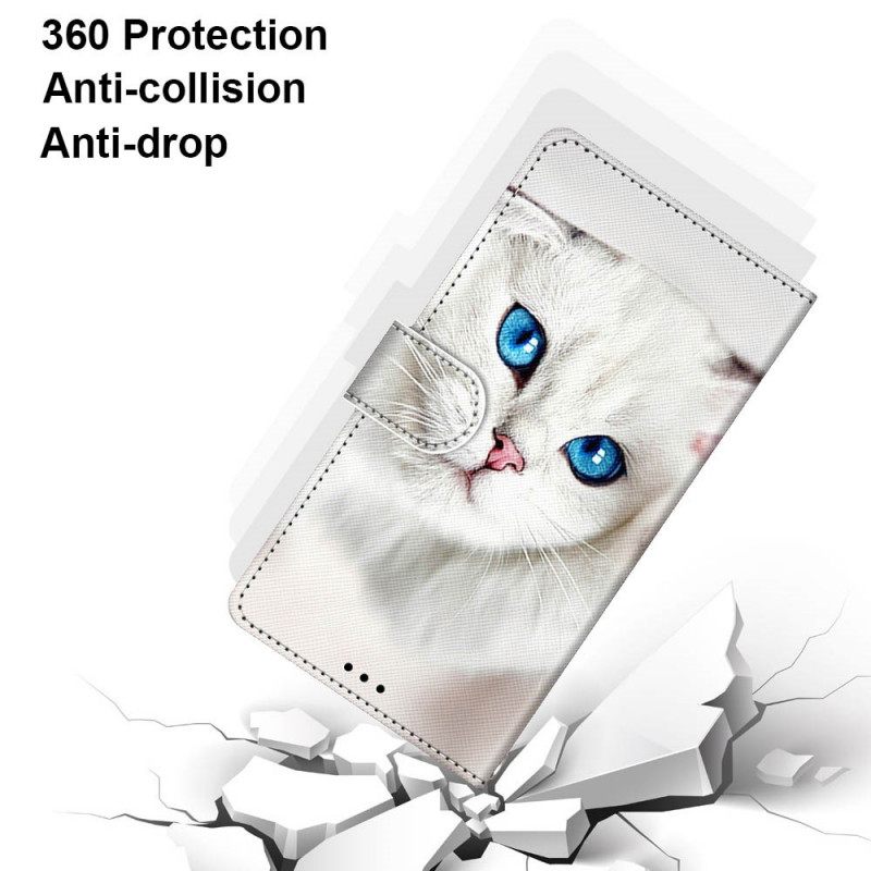 Flip Case Xiaomi Redmi Note 11 Pro Plus 5G Suojaketju Kuori Valkoinen Stringikissa
