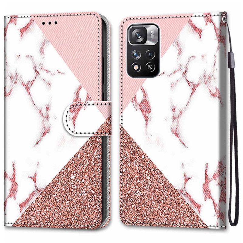 Kotelot Xiaomi Redmi Note 11 Pro Plus 5G Kolmio Marmorissa Ja Paljeteissa