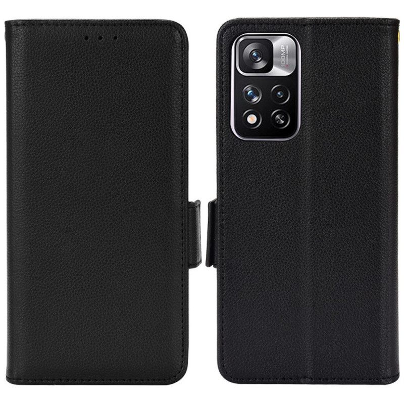 Kotelot Xiaomi Redmi Note 11 Pro Plus 5G Litchi Nahkainen Kaksoislukko