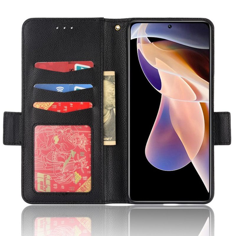 Kotelot Xiaomi Redmi Note 11 Pro Plus 5G Litchi Nahkainen Kaksoislukko