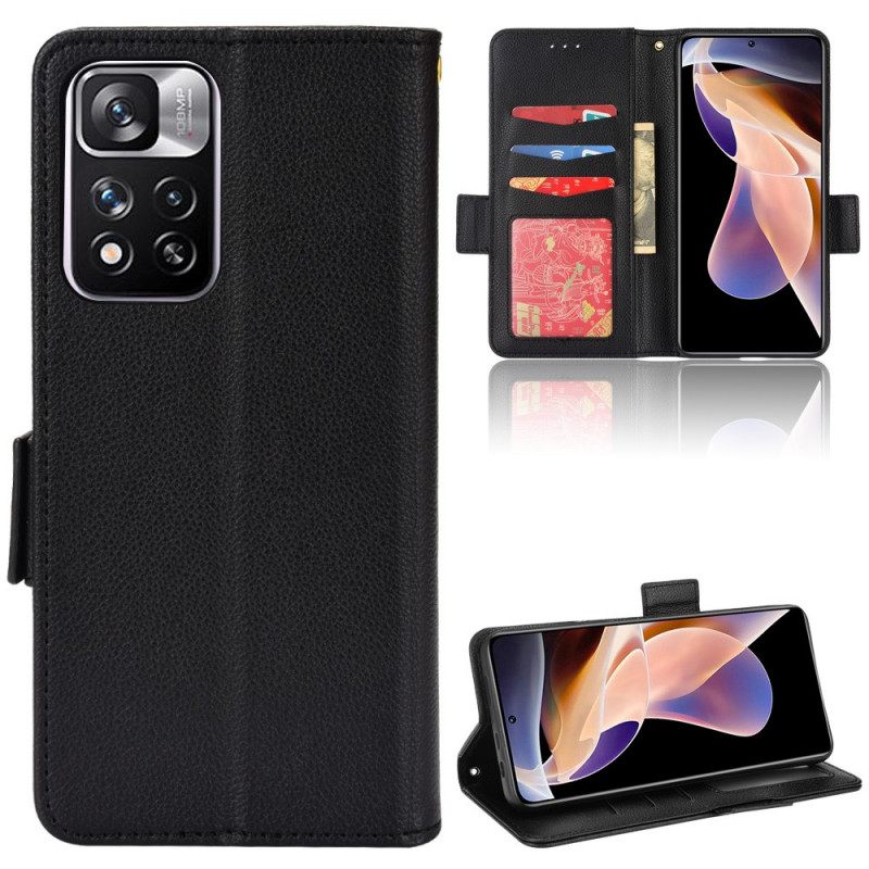 Kotelot Xiaomi Redmi Note 11 Pro Plus 5G Litchi Nahkainen Kaksoislukko