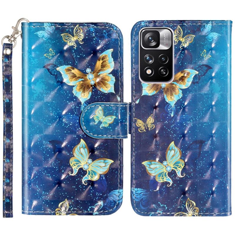 Kotelot Xiaomi Redmi Note 11 Pro Plus 5G Suojaketju Kuori Golden Butterflies Ja Kaulanauha