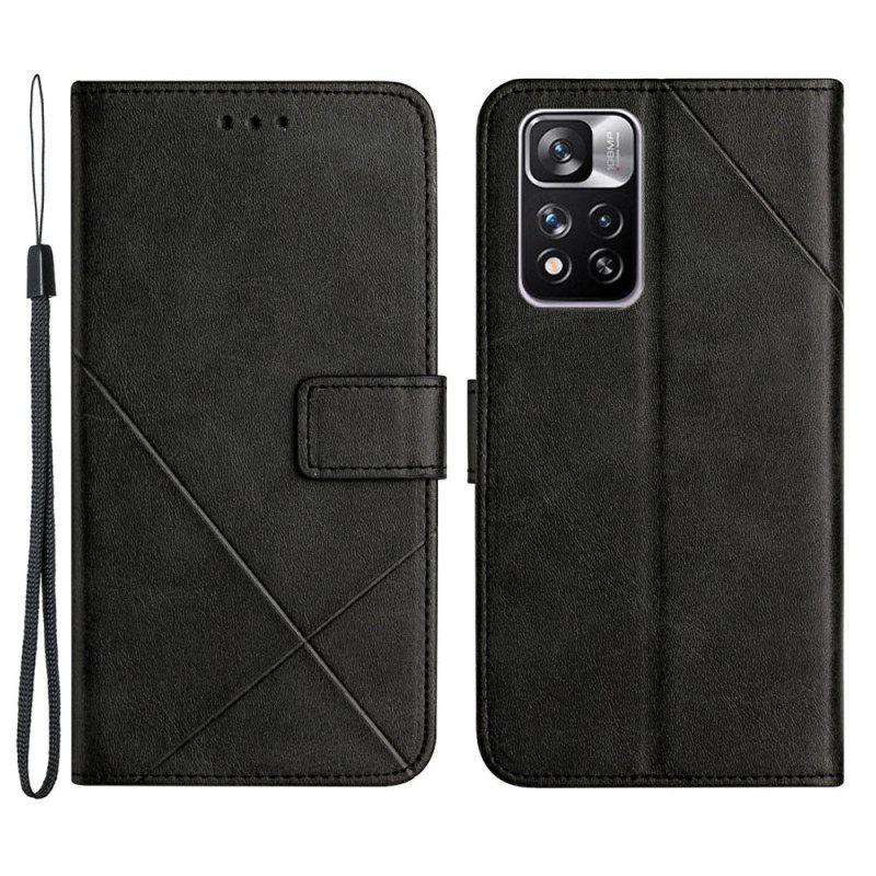 Kotelot Xiaomi Redmi Note 11 Pro Plus 5G Suojaketju Kuori Leather Effect Strap Lines