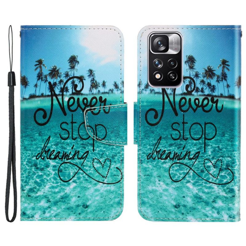 Kotelot Xiaomi Redmi Note 11 Pro Plus 5G Suojaketju Kuori Never Stop Dreaming Navy Strappy