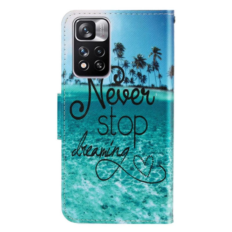 Kotelot Xiaomi Redmi Note 11 Pro Plus 5G Suojaketju Kuori Never Stop Dreaming Navy Strappy
