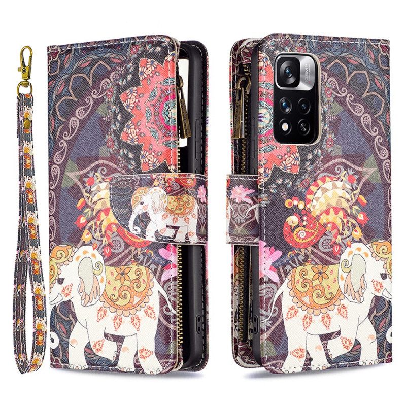 Nahkakotelo Xiaomi Redmi Note 11 Pro Plus 5G Elephant Vetoketjutasku