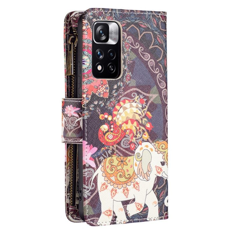 Nahkakotelo Xiaomi Redmi Note 11 Pro Plus 5G Elephant Vetoketjutasku